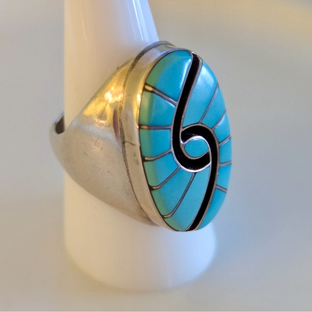 Vintage Zuni Turquoise Hummingbird Amy Quandalacy Ring Size 10